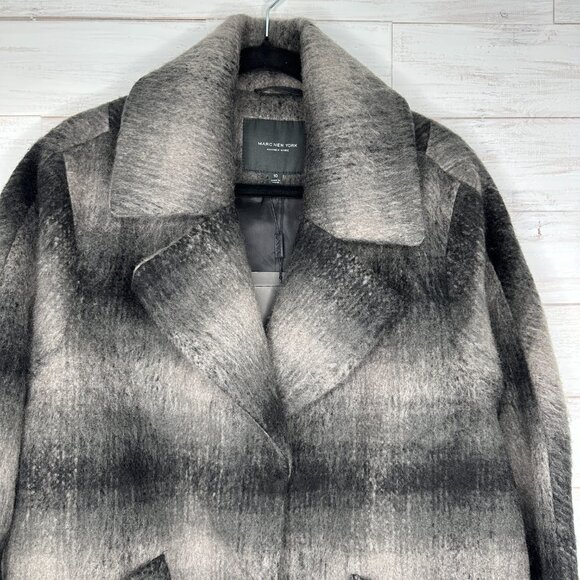 NWT Marc New York Oversized Jacket Emma Brushed Wool Blend Plaid Coat Size 10 - Picture 4 of 16